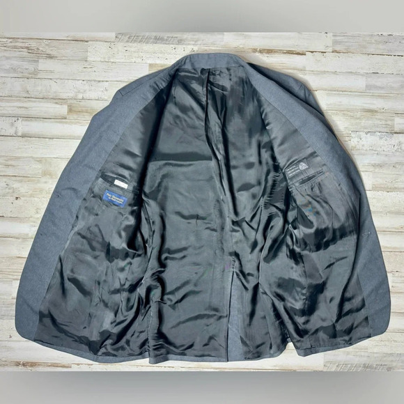 Polo University By Ralph Lauren Men’s Wool Blazer Jacket Gray Solid 46T - Picture 9 of 11